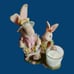 Vtg Cottage charms ceramic dressed bunnies candle holder