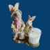 Vtg Cottage charms ceramic dressed bunnies candle holder