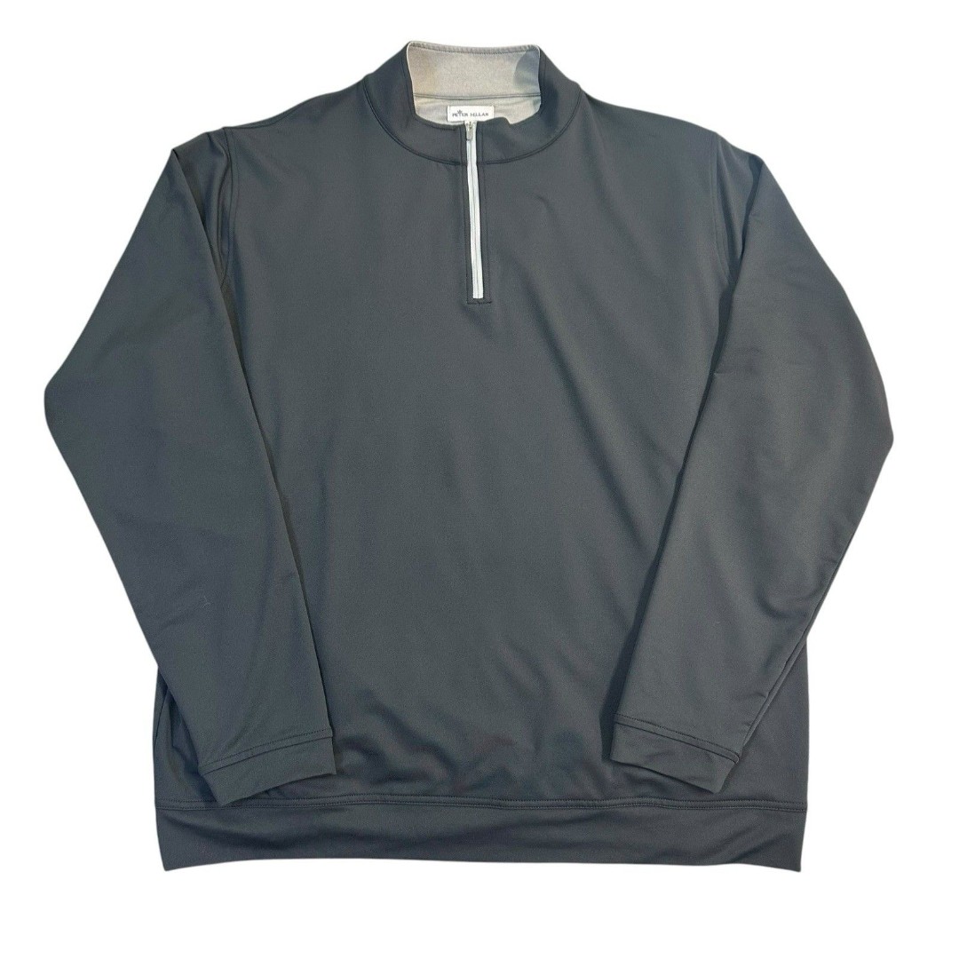 Peter Millar Perth Performance Quarter Zip Mens XXL Grey Mock Neck Stretch