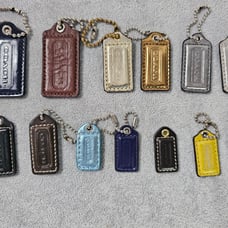 13 COACH Variety Stitched Leather Hangtag Keychain Charm Hang Tag Handbag Fob