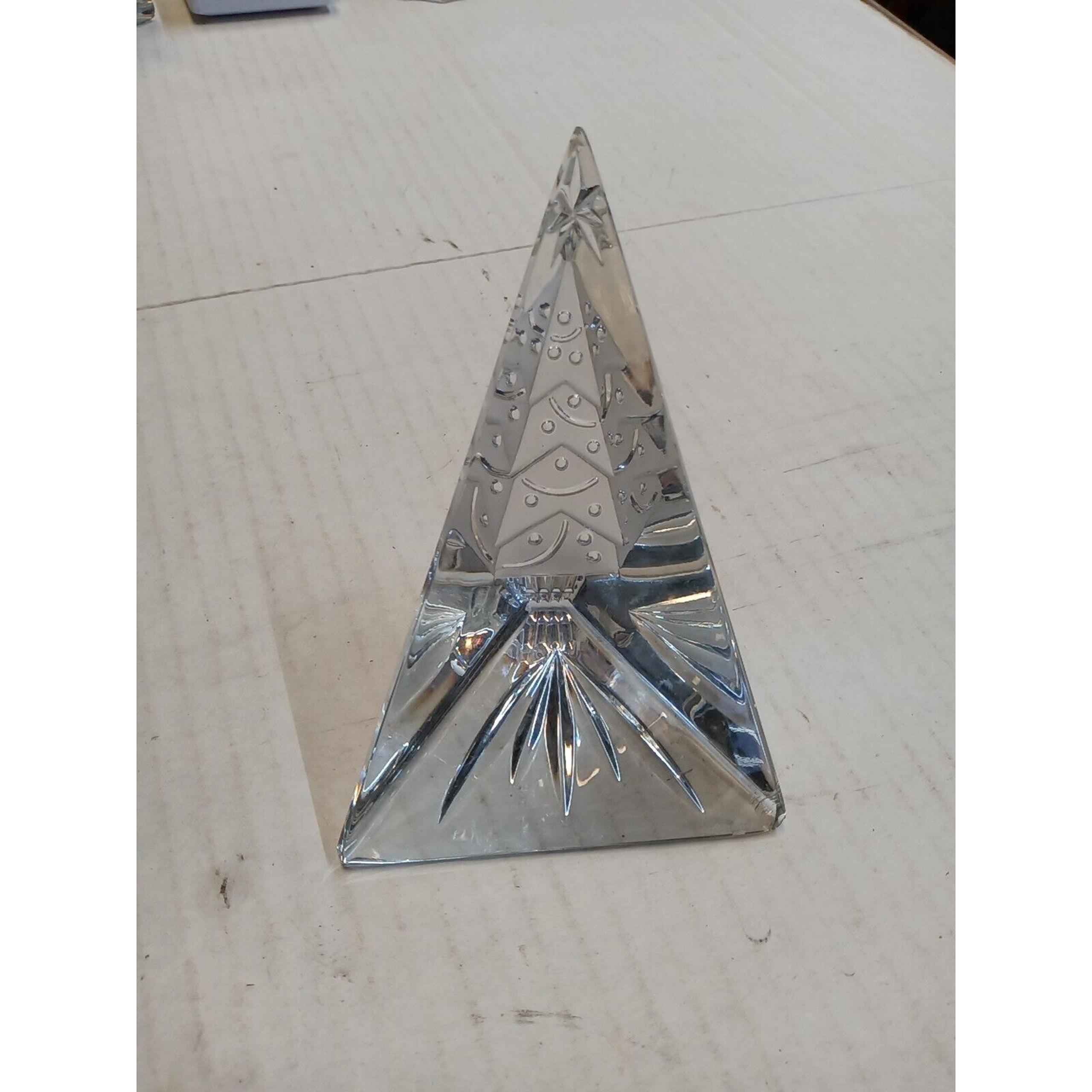 Waterford Crystal Happy Holidays Christmas Tree Sculpture Prism Paperweight
