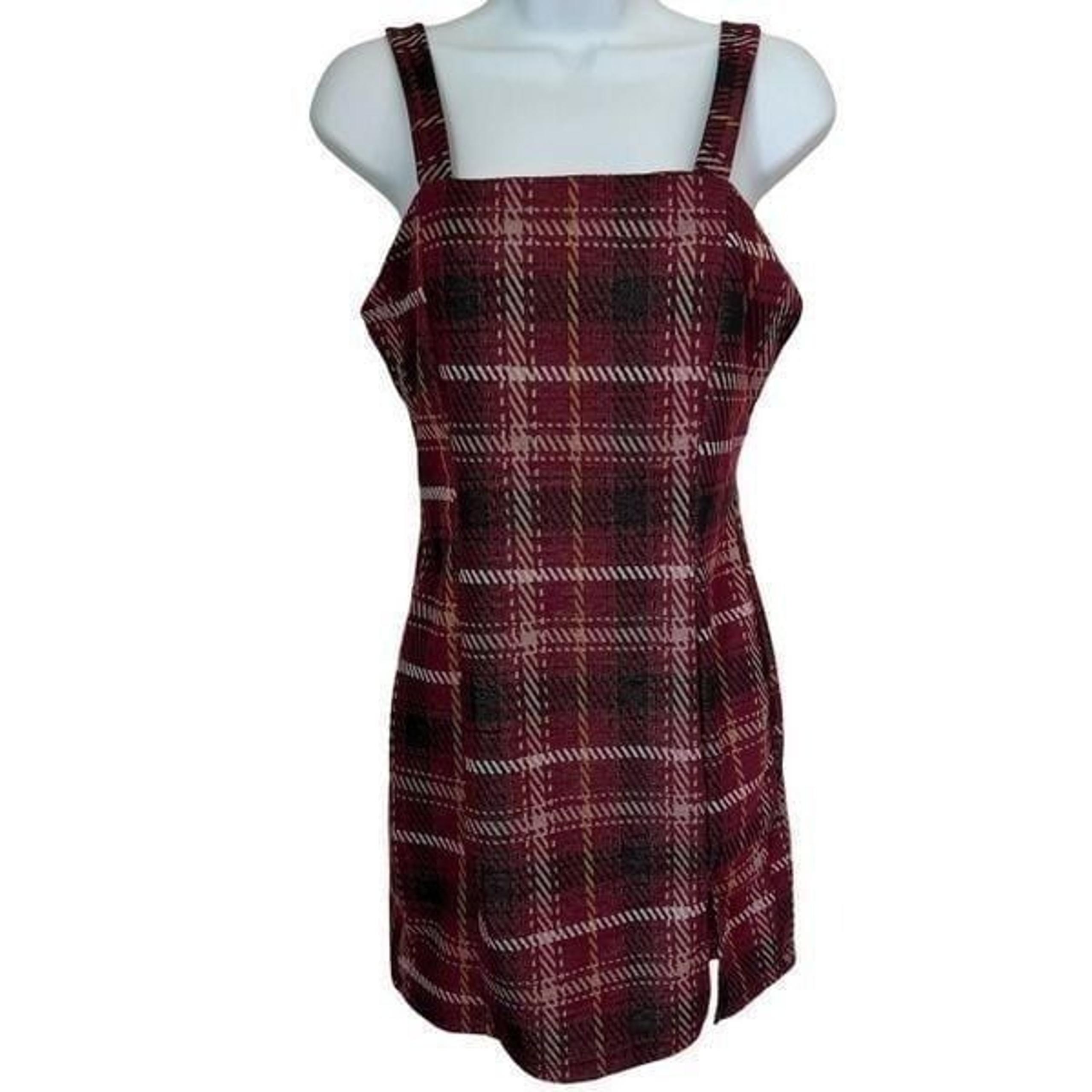 Iris Red Plaid Sleeveless Juniors  Mini dress M