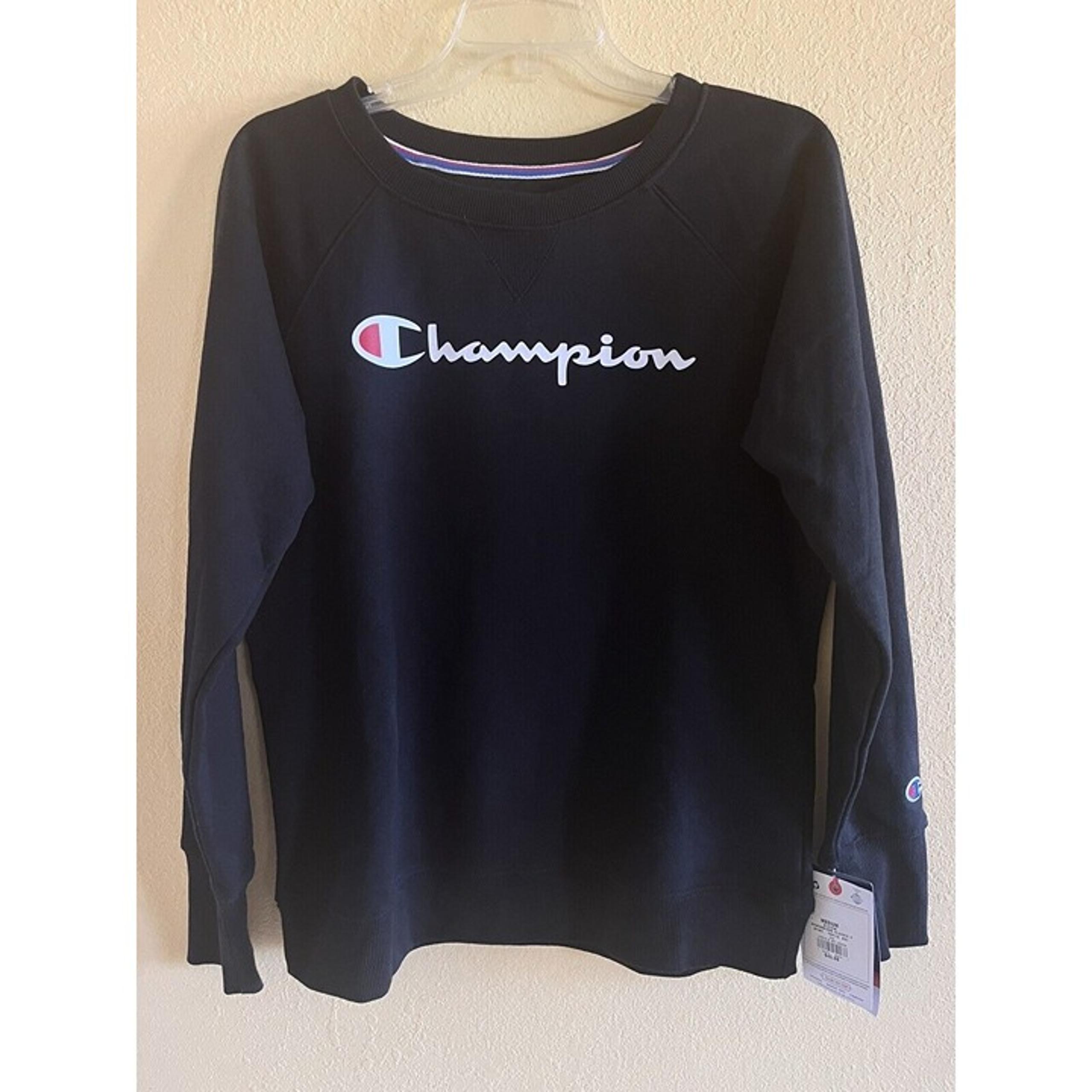 Champion Women’s Powerblend Classic Crewneck Sweatshirt BLACK Size Medium