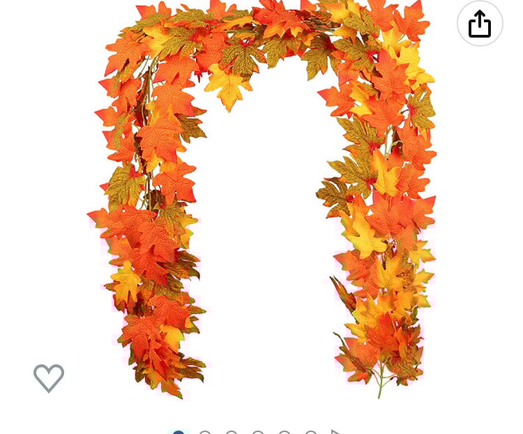 2 Pack Fall Garland Maple Leaf 5.8Ft/Piece Artificial Autumn Leaves Outdoor Lea 2 Pack Fall Garland Maple Leaf 5.8Ft/Piece Artificial Autumn Leaves Outdoor Lea