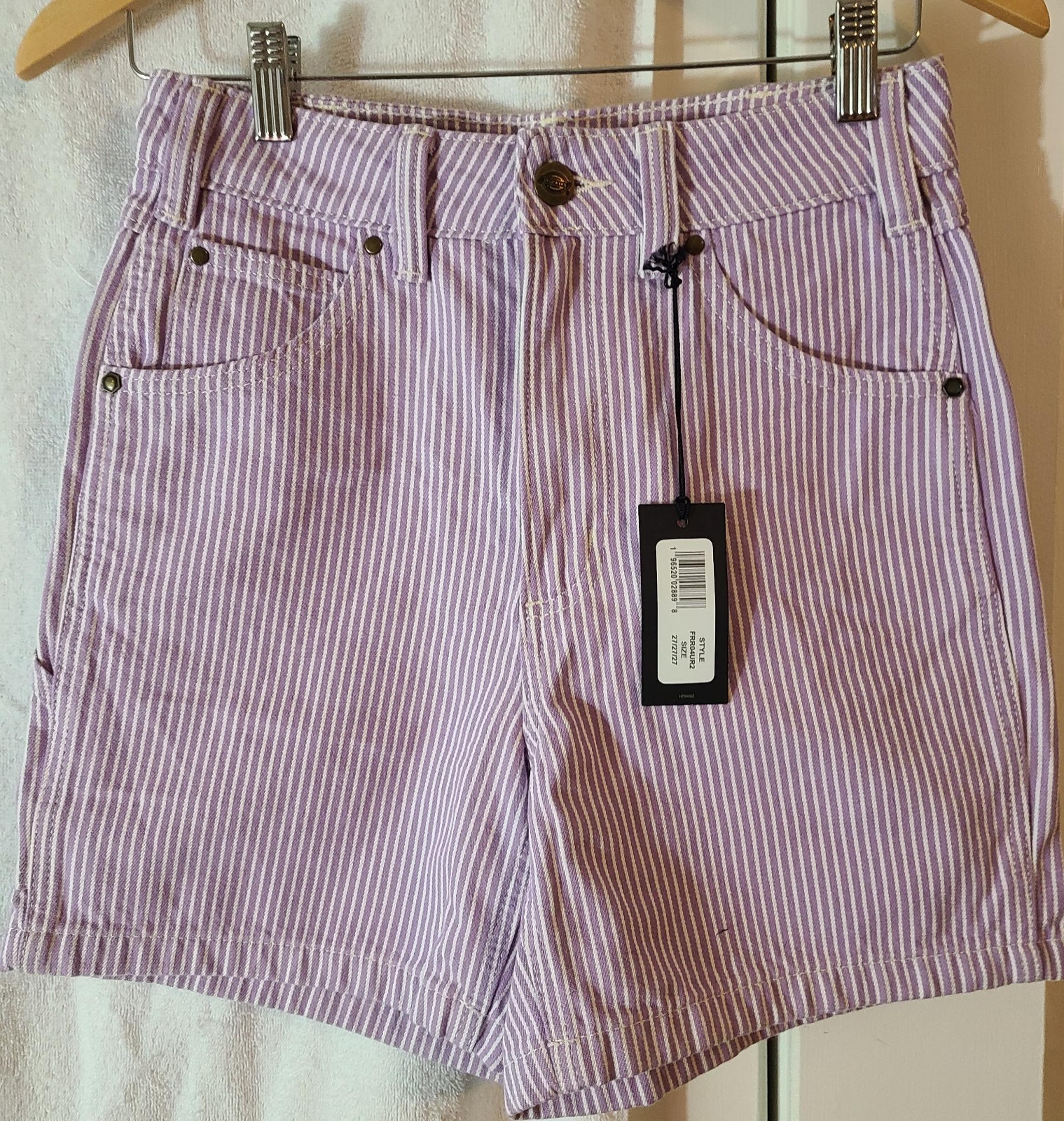 New Dickies Shorts Lavender purple pinstripes Size 27 NWT
