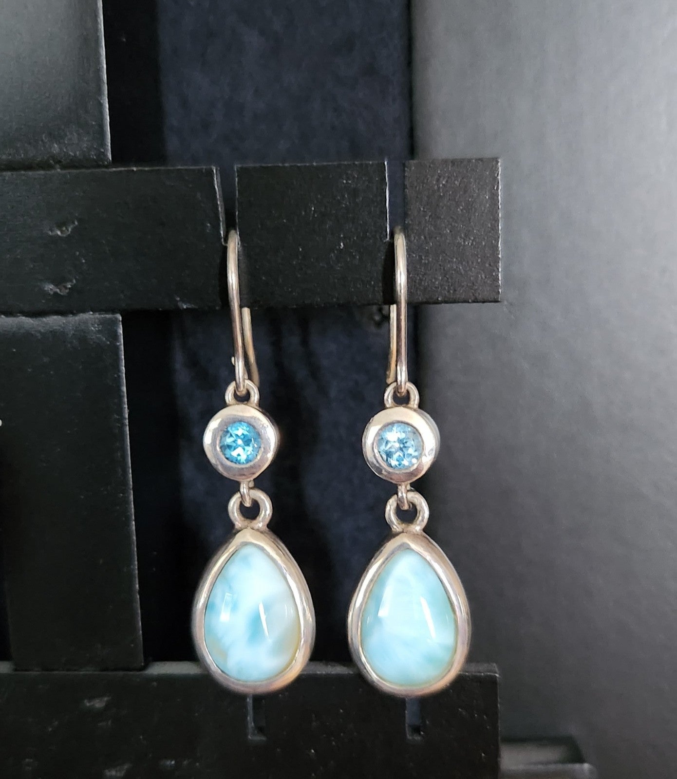 Marahlago larimar and blue topaz earrings