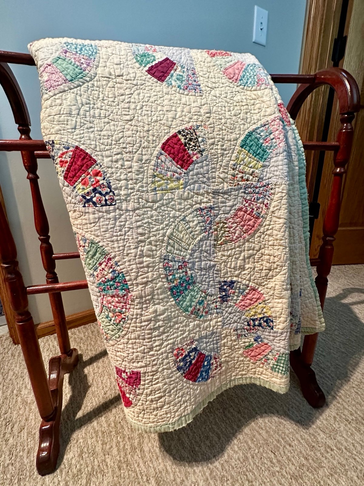 Handmade fan quilt - damaged
