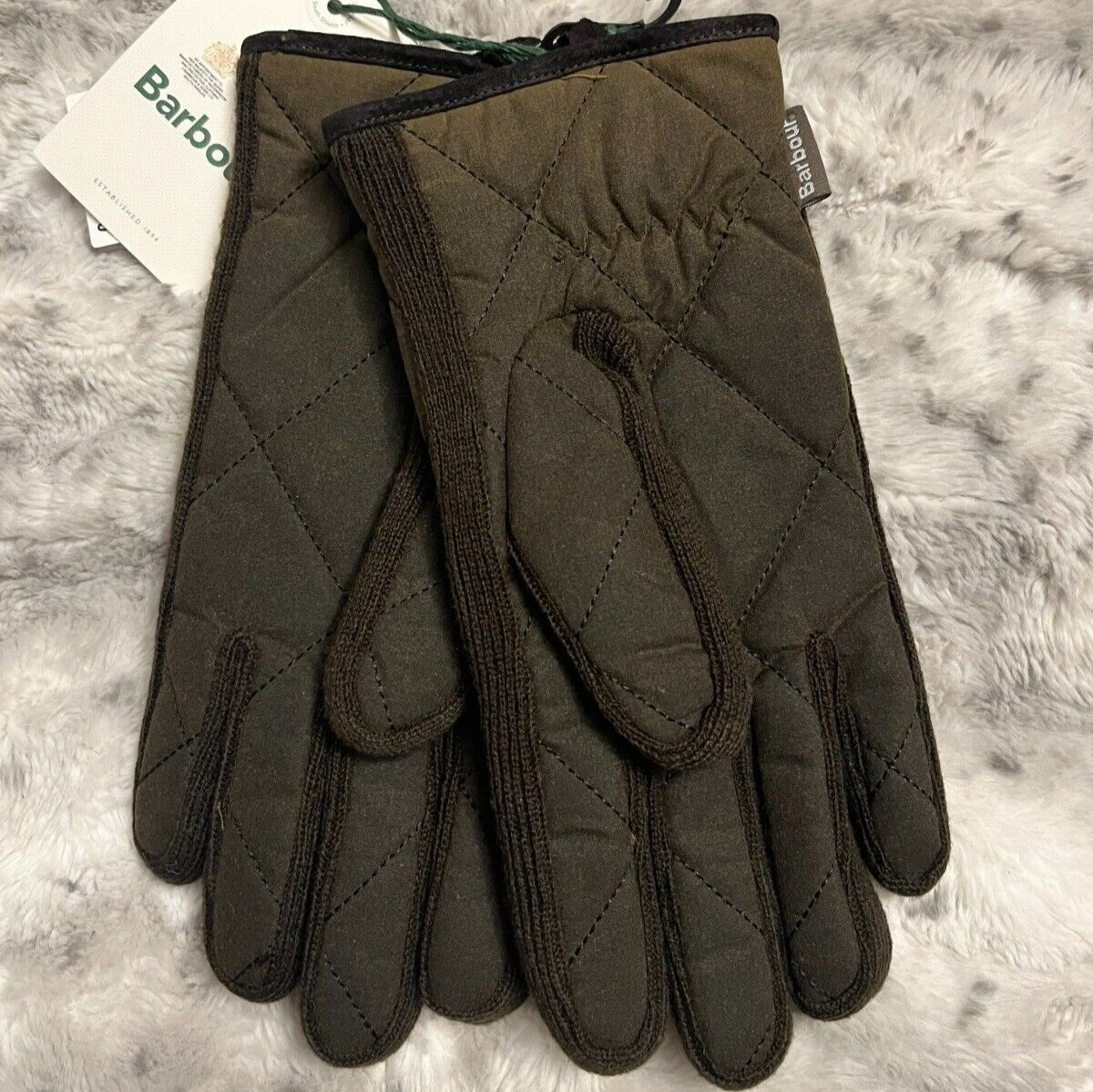 US men's sz XL Barbour Winterdale Cotton Gloves in Olive/Brown MSRP95
