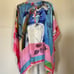 Johnny Was Top Silk Shirt Oversized OSFM Angelica Charlie Poncho Cover Up Art R1
