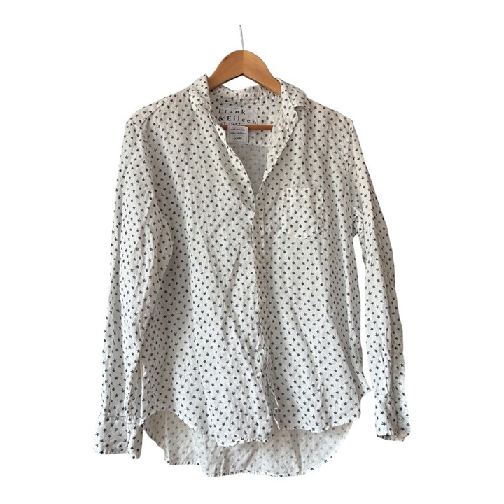 Frank & Eileen EILEEN Relaxed Button-Up Shirt Long Sleeve Star Linen Size S
