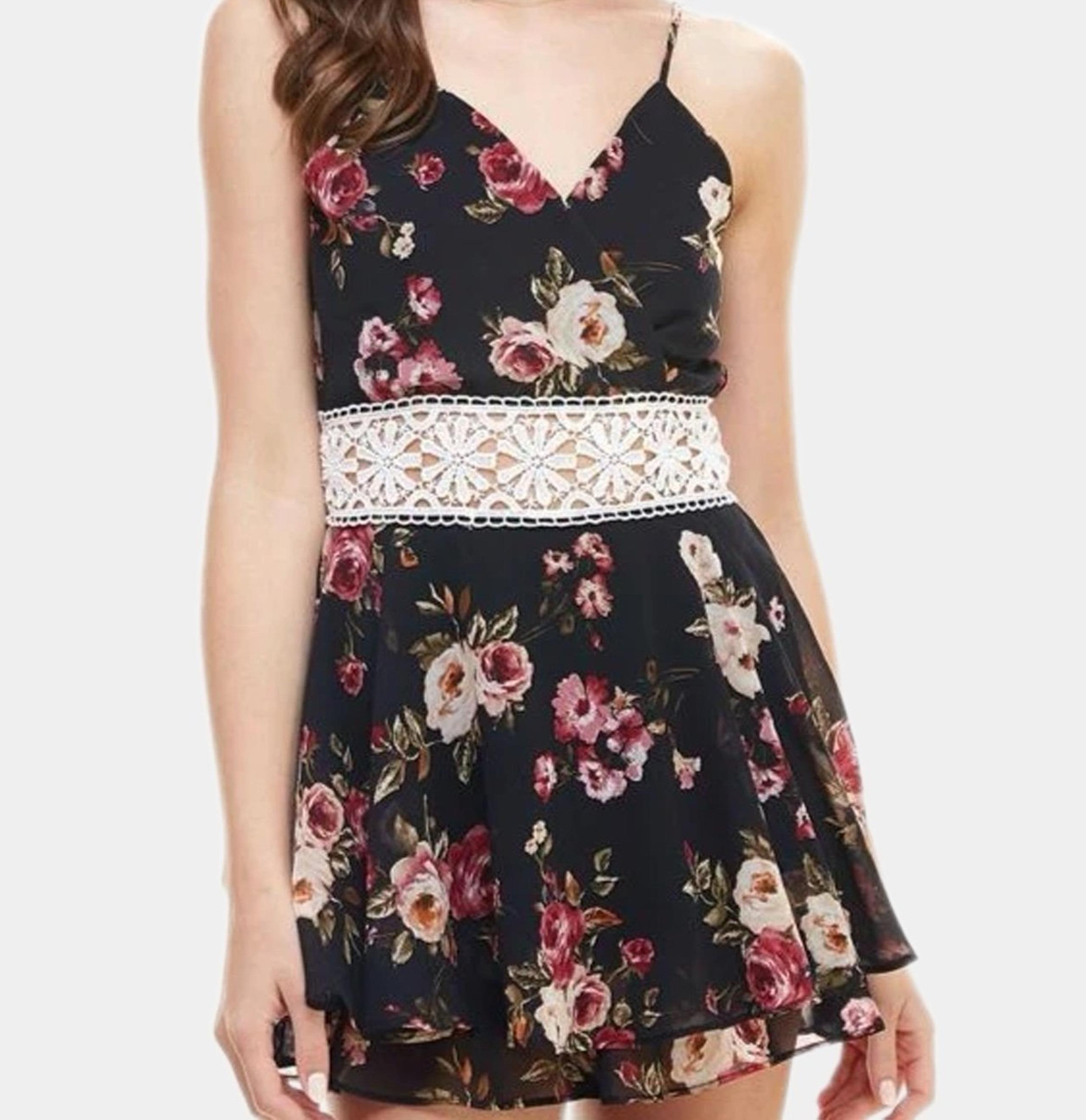 Rue 21 Floral Crochet Waist Romper