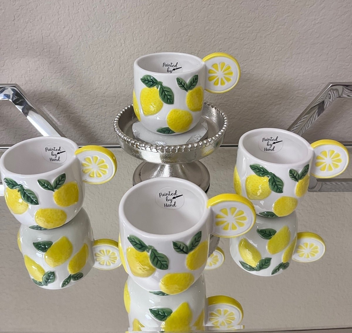 4-NWT LANG CERAMIC 12 OZ LEMON MUG WITH 3D LEMON HANDLE