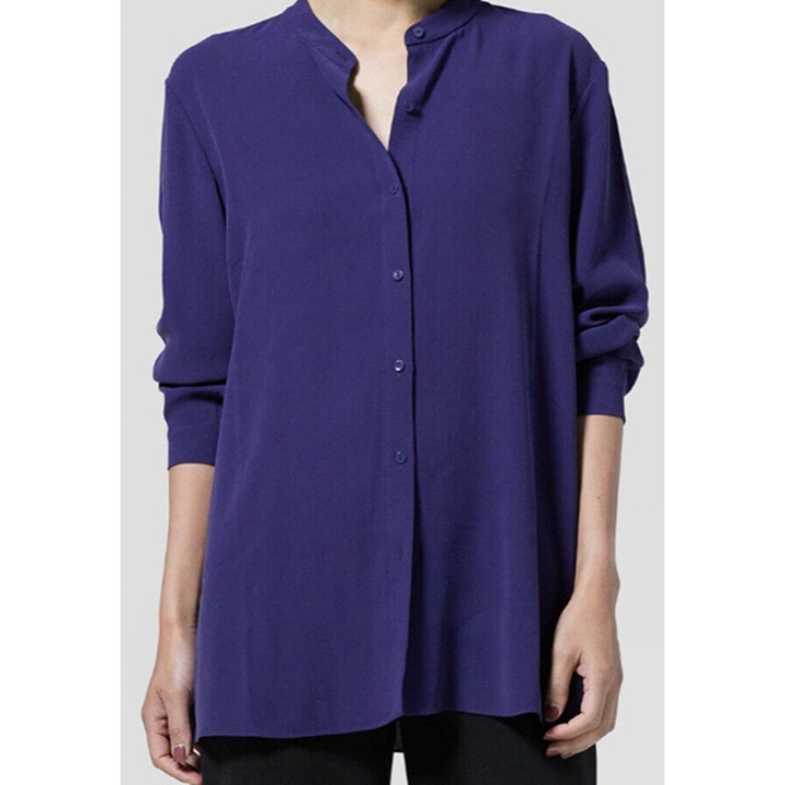EILEEN FISHER Mandarin Collar Shirt size petite S