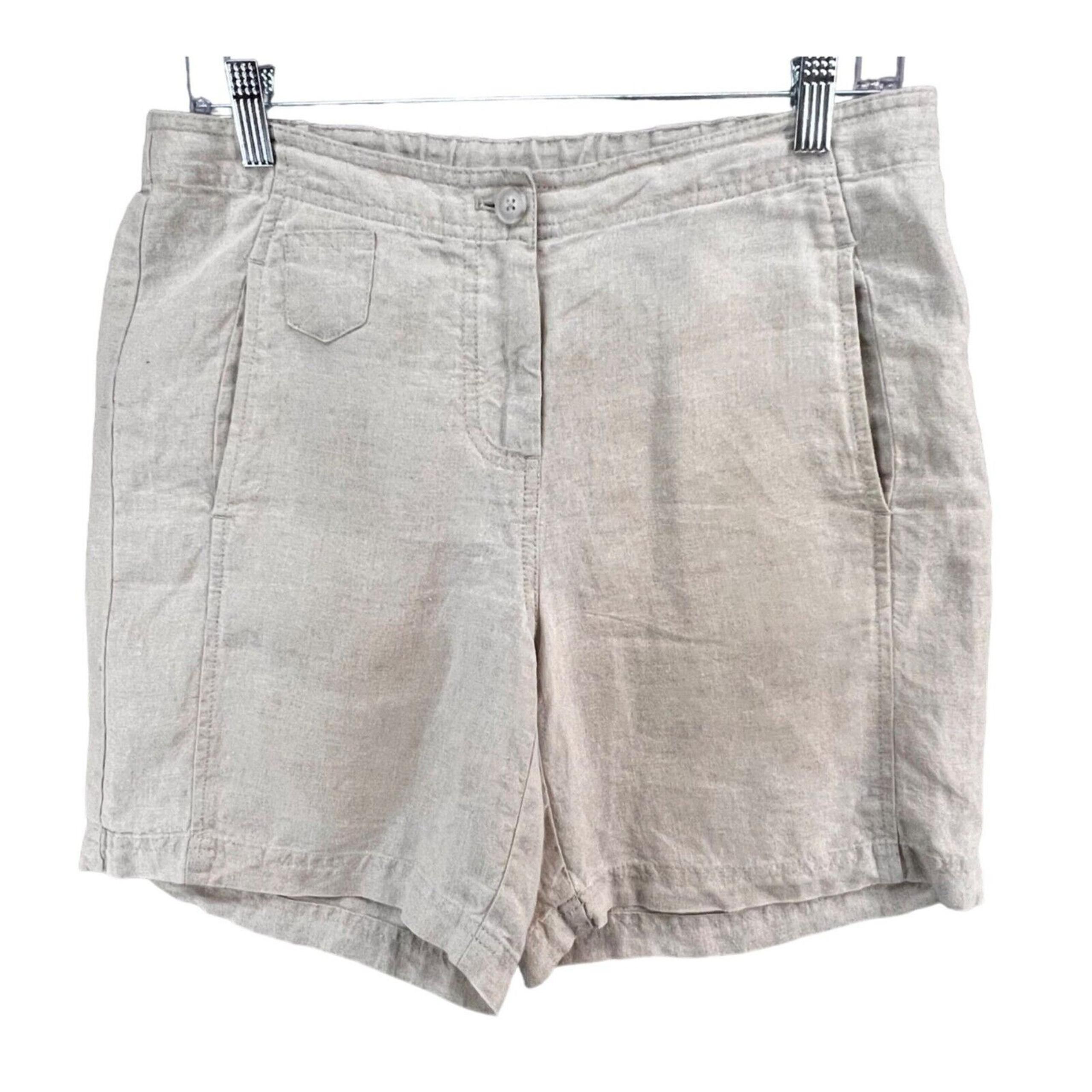 J Jill Love Linen Shorts Women 6 Beige Relaxed Fit Casual Comfort Coastal Resort