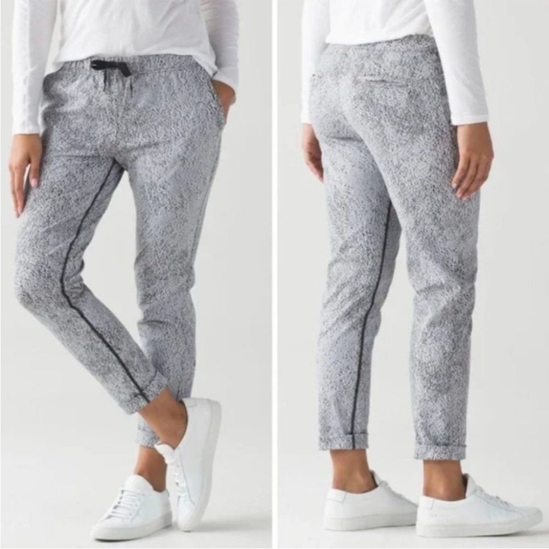 Lululemon Jet Pant Power Luxtreme Spray Jacquard White Black Sz 10 Relaxed