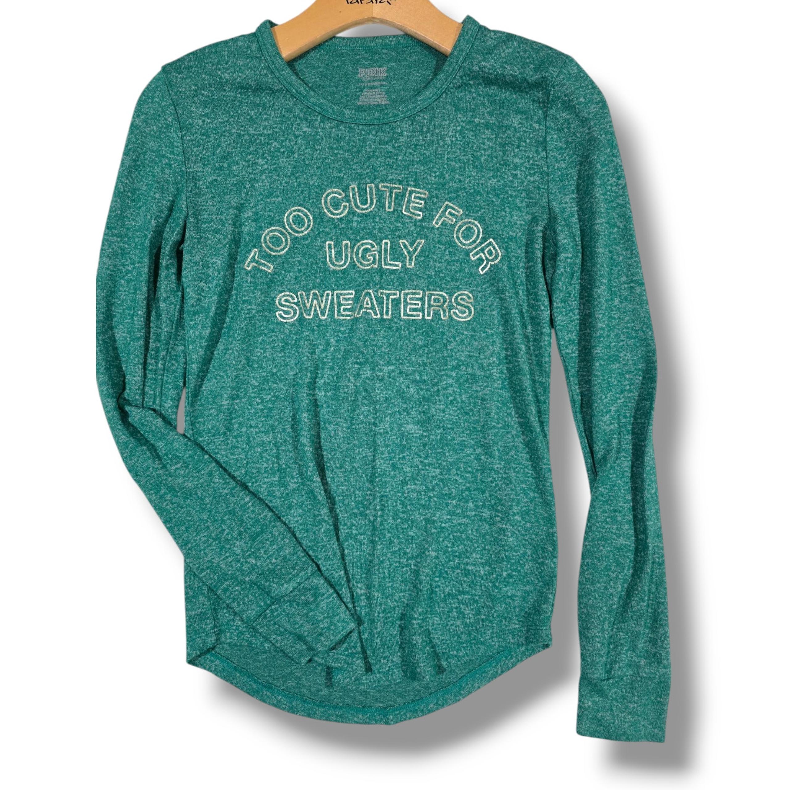 PINK by Victoria's Secret Women's green soft long sleeves Loungewear sleep top