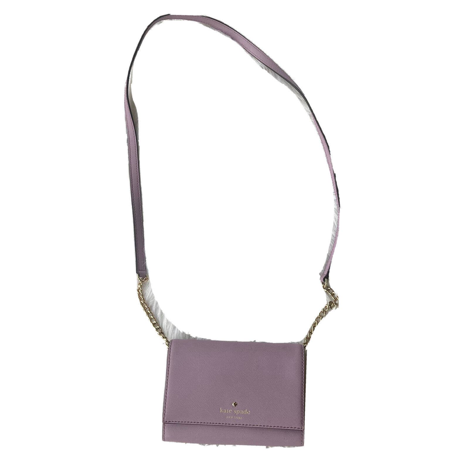 Kate Spade Flap Gold Chain Crossbody Shoulder Bag Lavender Purple Luxury Snap