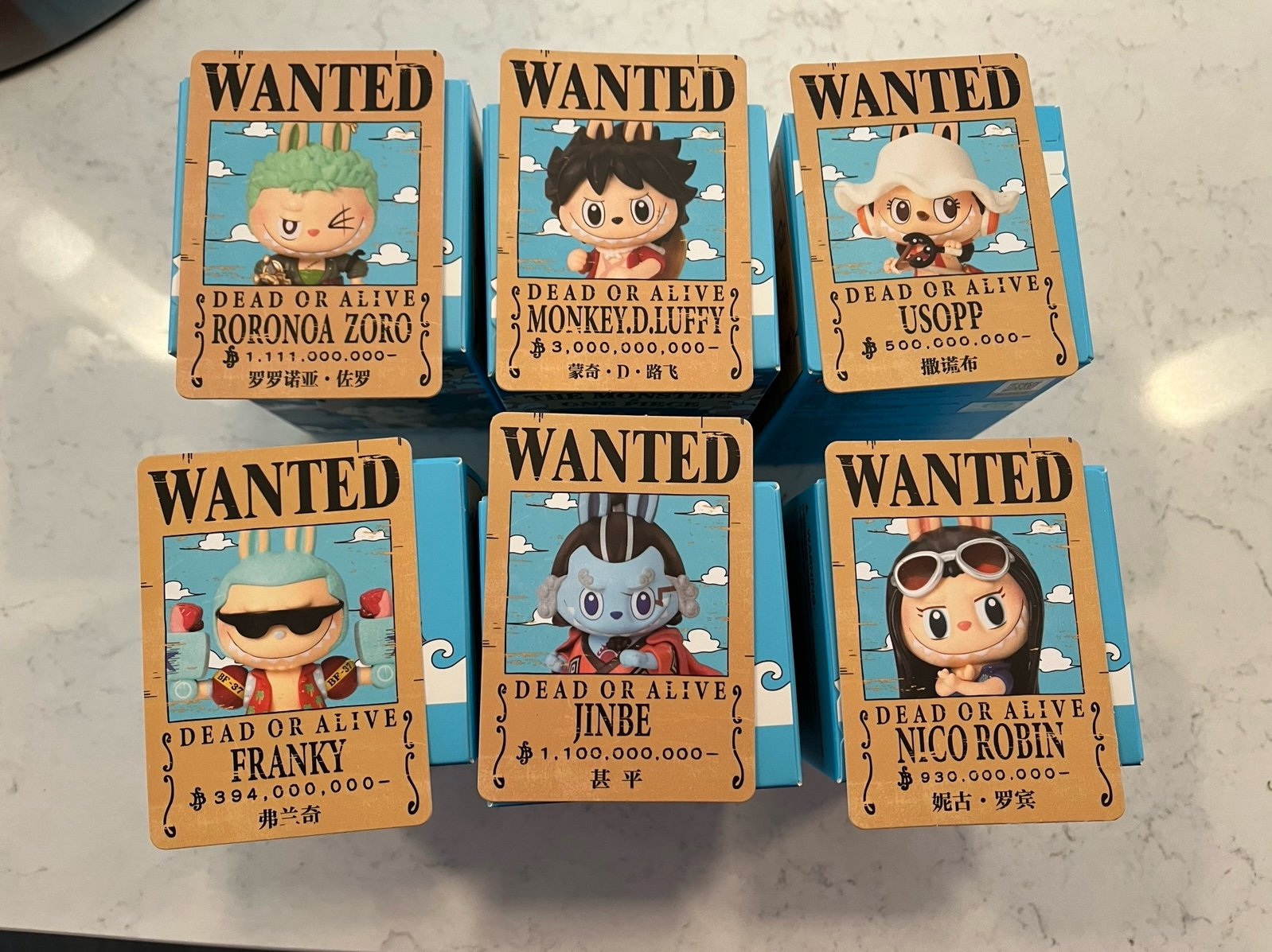 Popmart labubu the monsters x one piece 6x