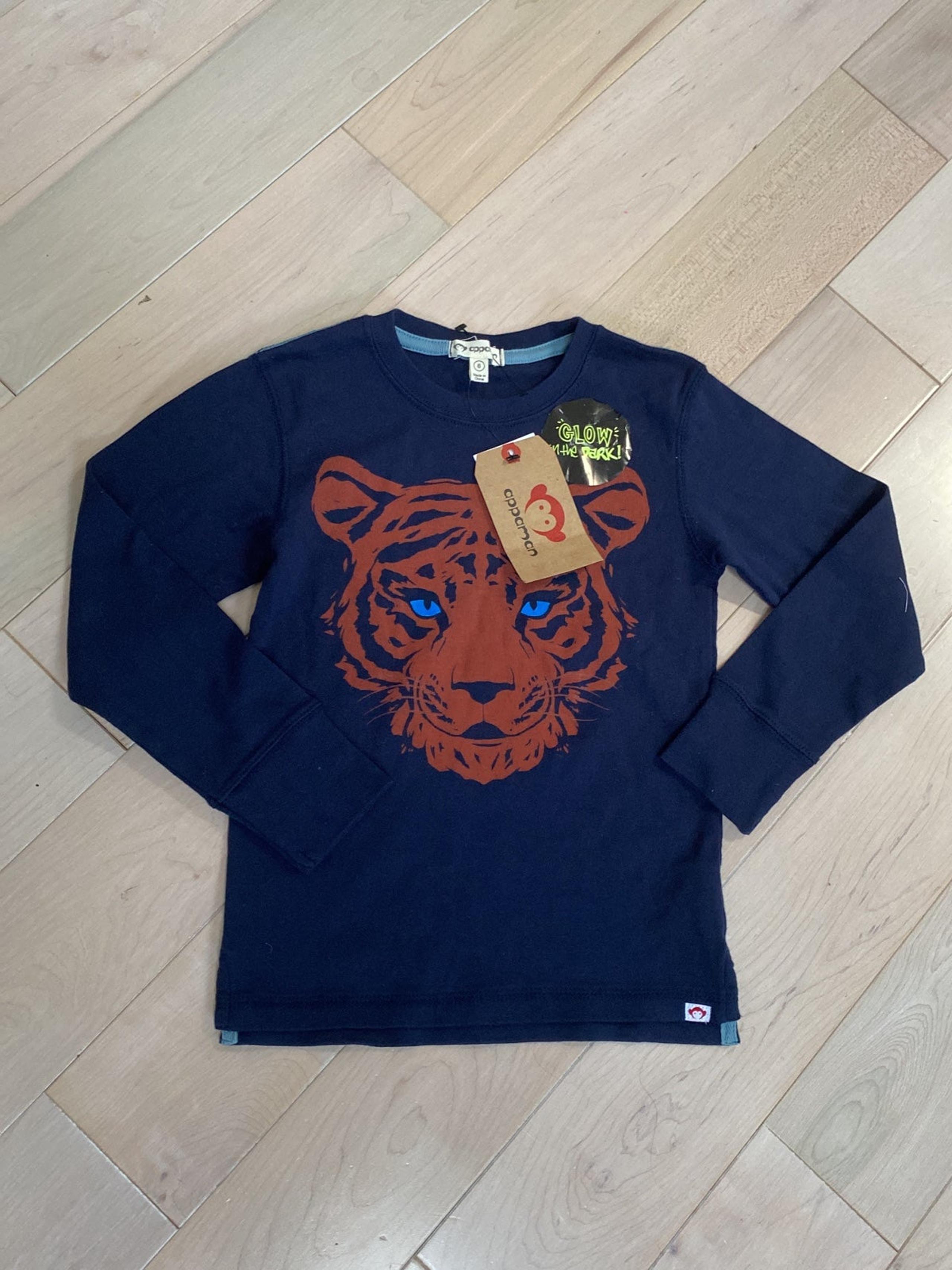 Appaman boys soft cotton navy stretch glow in dark tiger long sleeve shirt