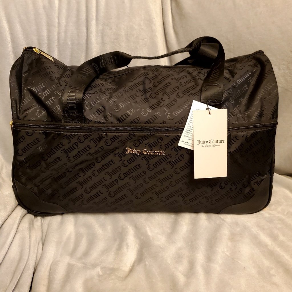 Juicy Couture Black Roll On Travel Duffle Bag NWT