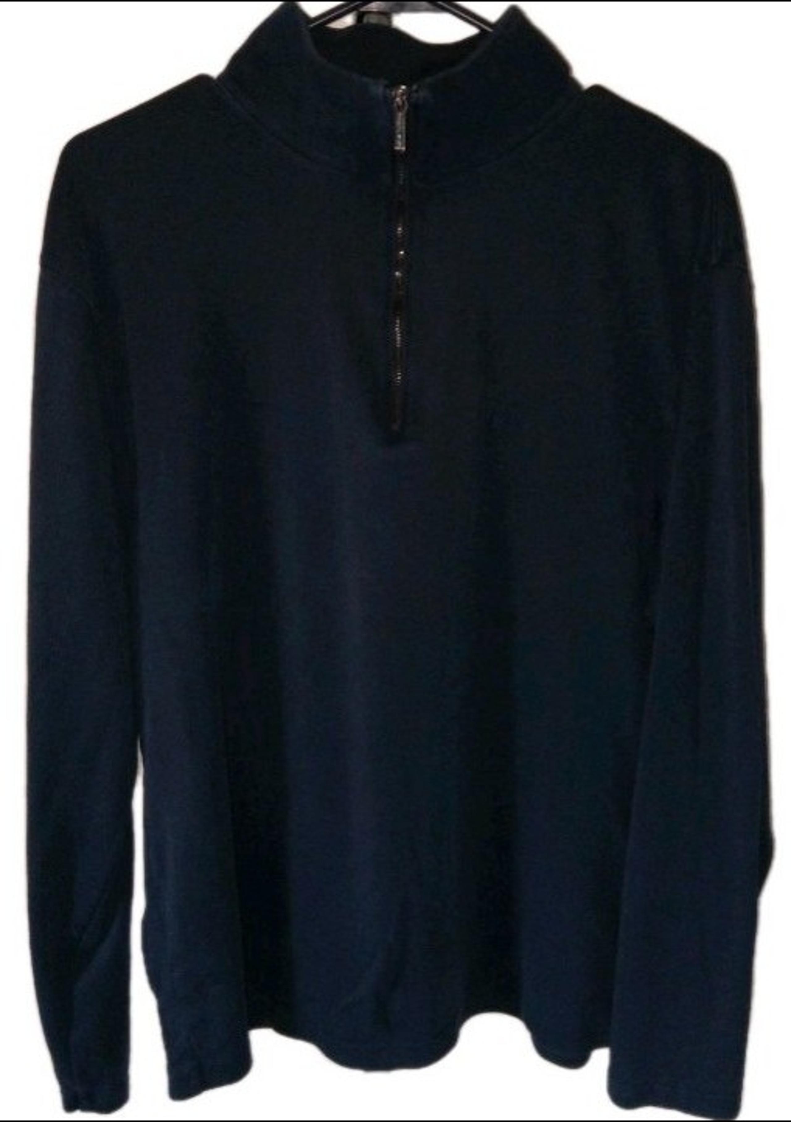 Mens Michael Kors Navy Long Sleeve Cotton Pullover 1/4 Zip Large