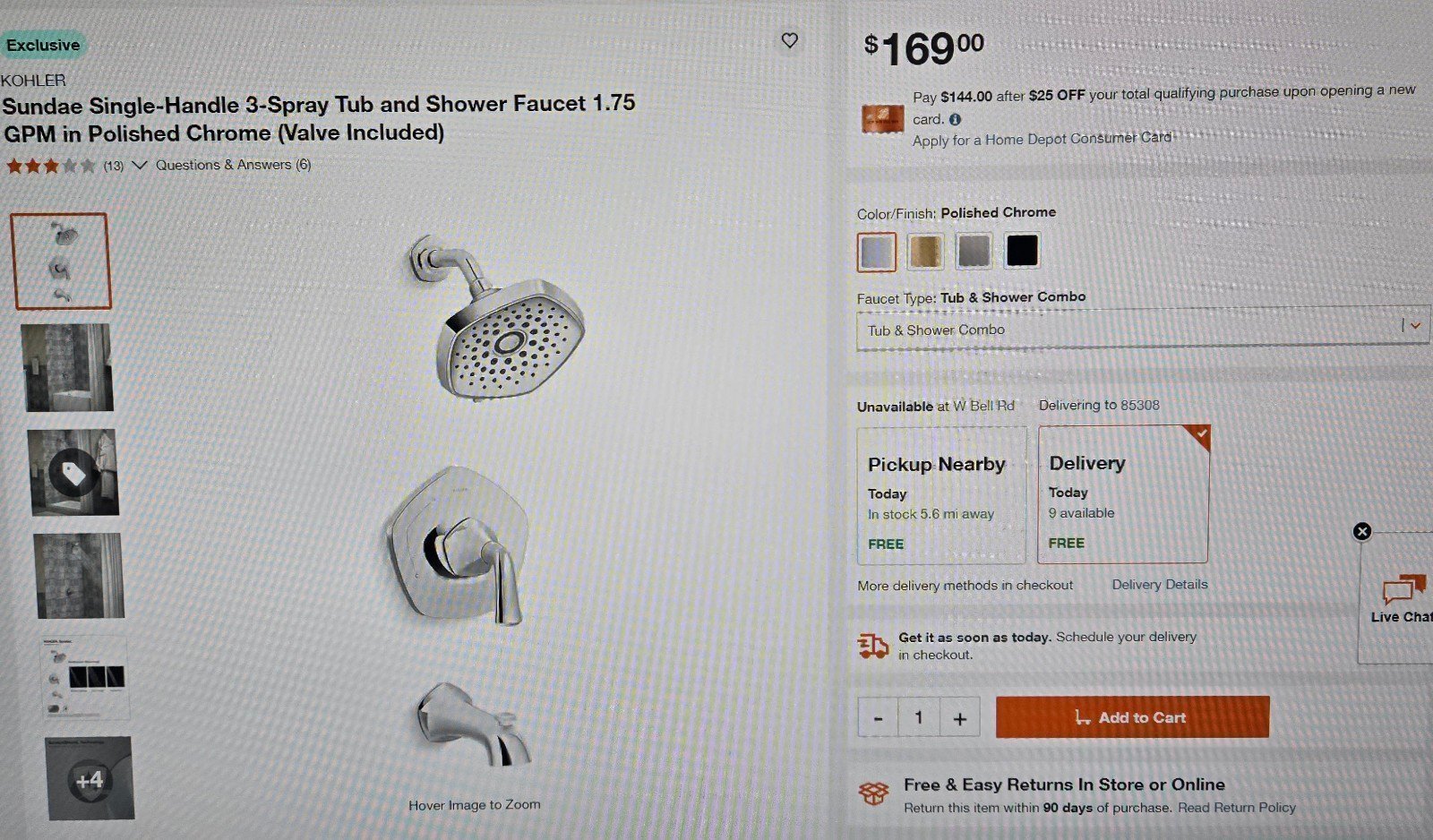 Kohler tub and shower faucet (2)