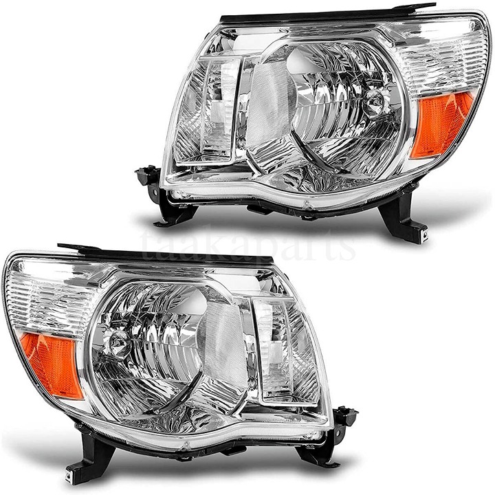 Headlights Assembly Tacoma Chrome HeadLamps w/Amber Corner
