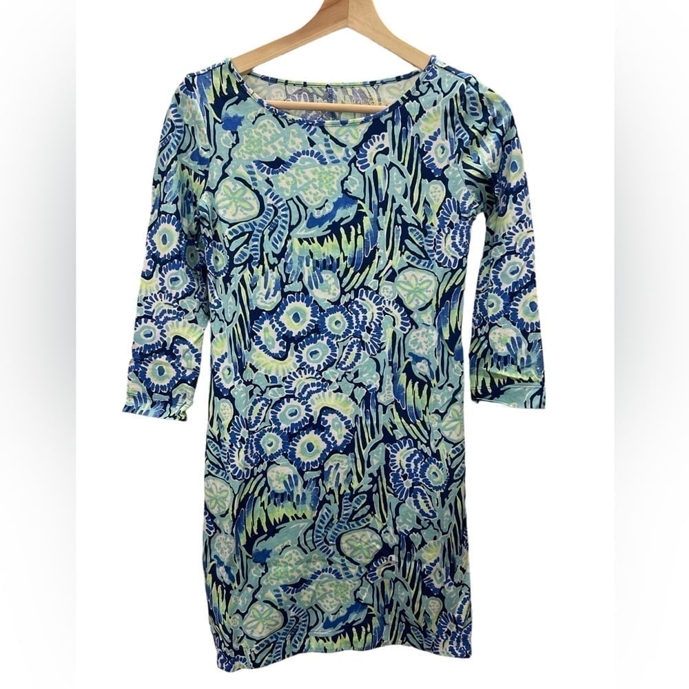 EUC Lilly Pulitzer Marlowe Dress Indigo Sunset Swim Midi Dress Size XXS