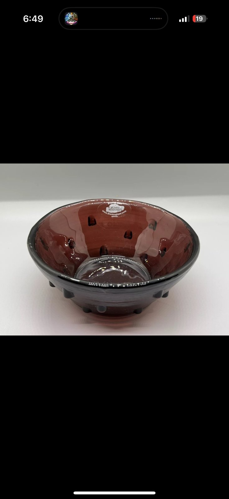 Blenko 925 Amethyst Purple Art Glass Bowl in Studded Design