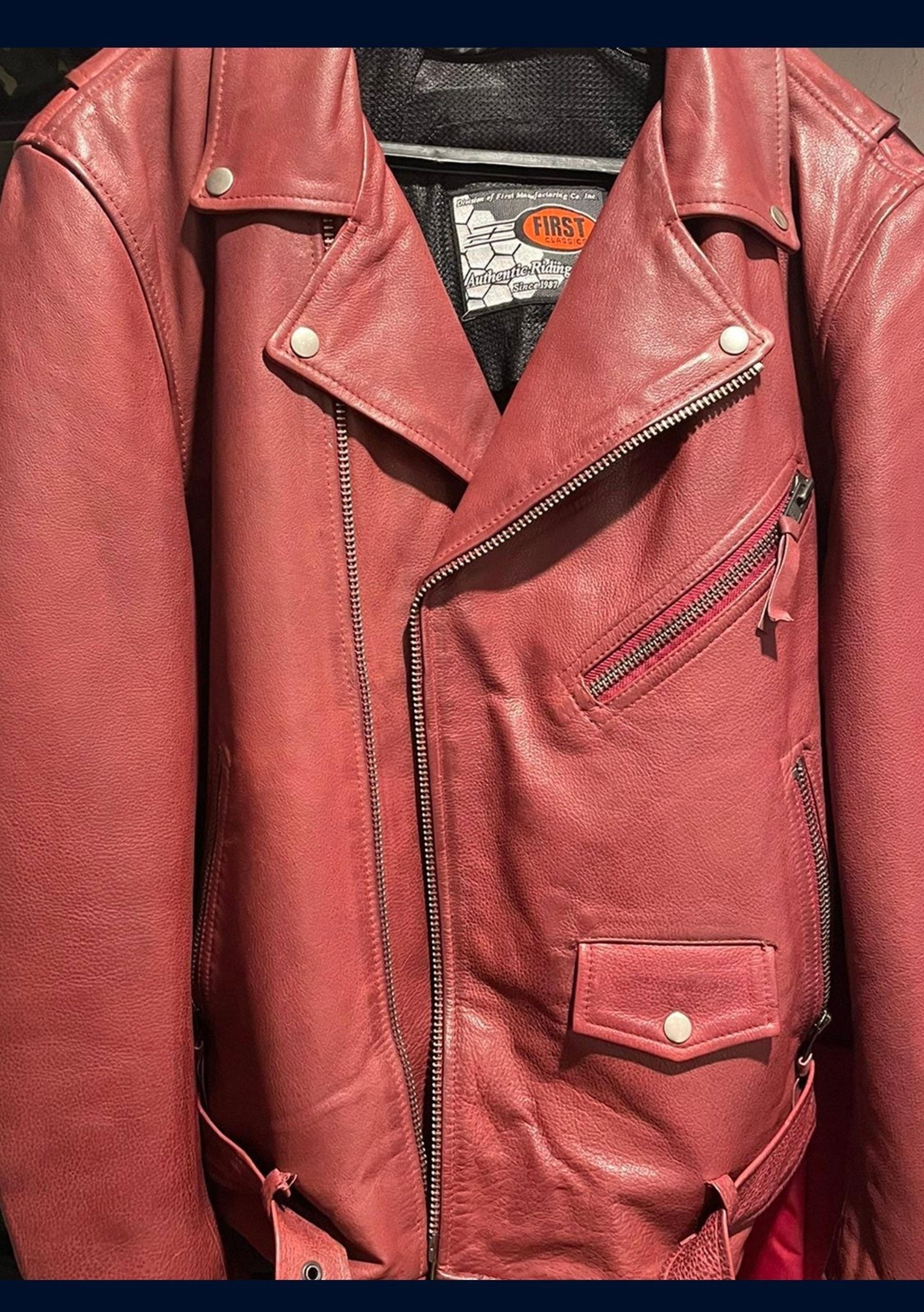 Mens Blood Red Authentic Leather Motorcy