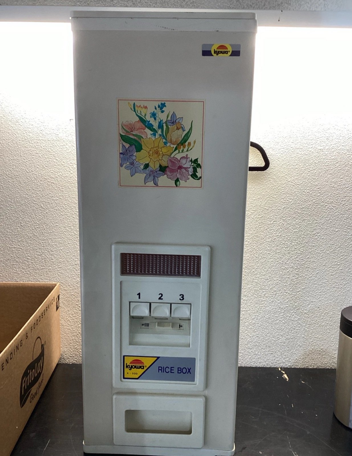 Vintage 28” Tall Kyowa Rice Box Dispenser Floral Model K-500