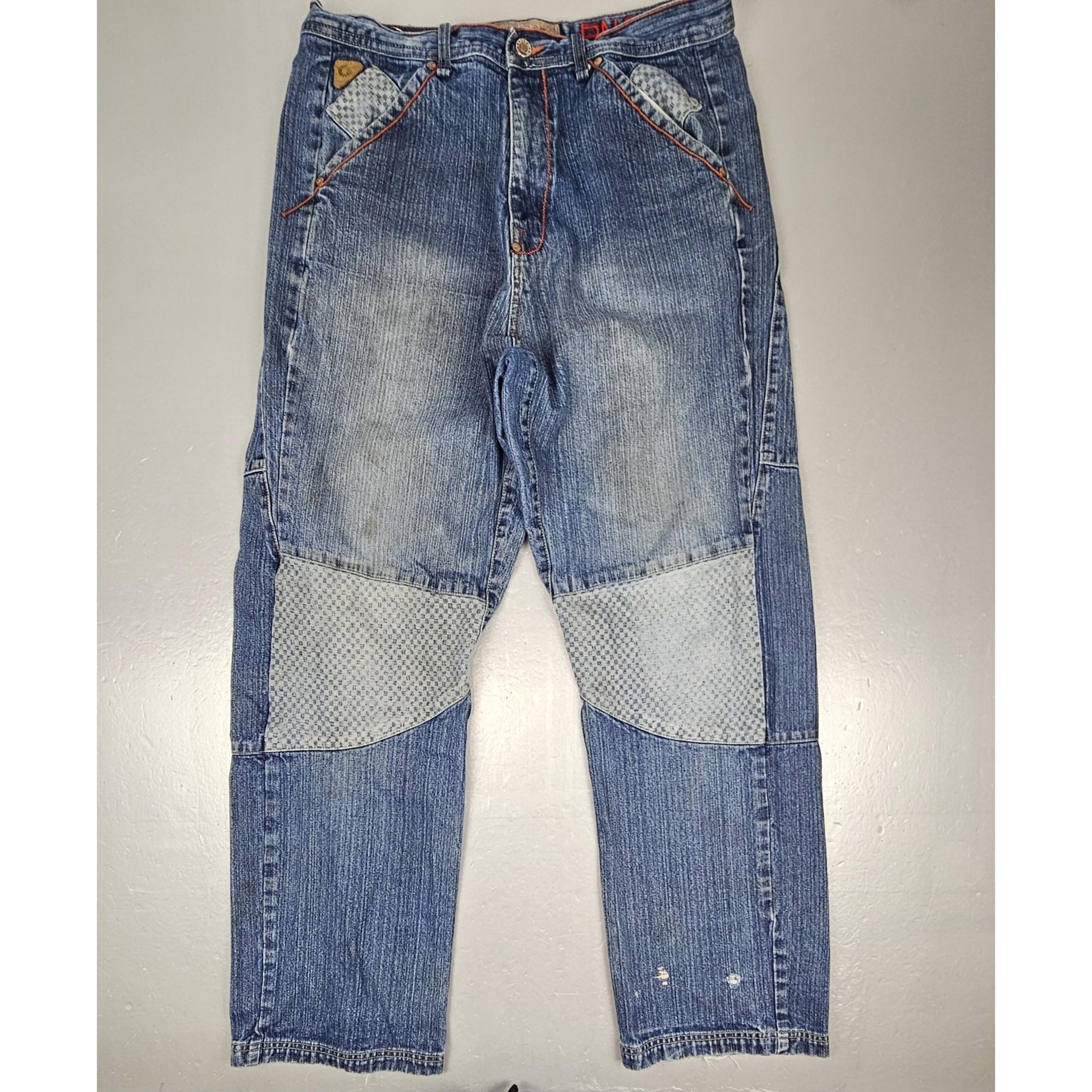 Akademiks Jeans Mens 36x32 Vintage Baggy Patchwork Distressed Hip-Hop Y2k Denim