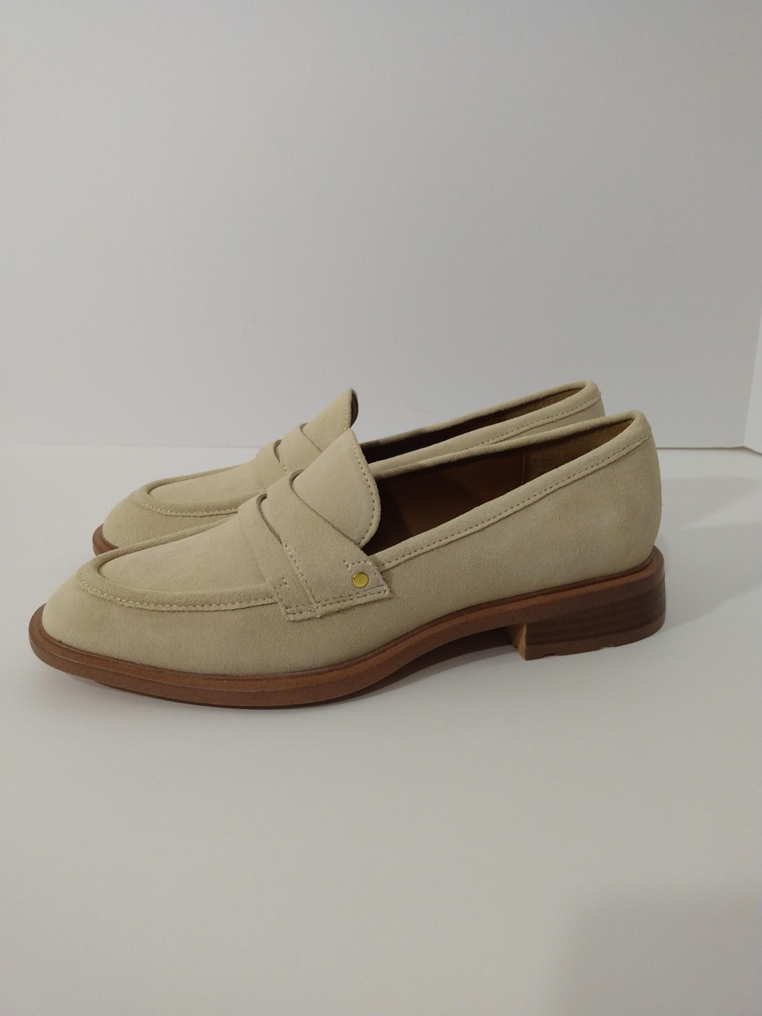 Womens Franco Sarto Edith 2 Beige Leather Suede Dressy Heel Loafers Sz 7