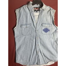 Vintage biker blue Harley Davidson Sleeveless Denim Jacket Vest