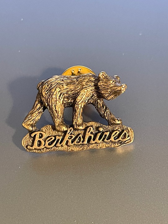 GOLD PLATED, Rare Mark Eliot Schwabe, Signed “Berkshires”, 3D Walking Bear Pin.