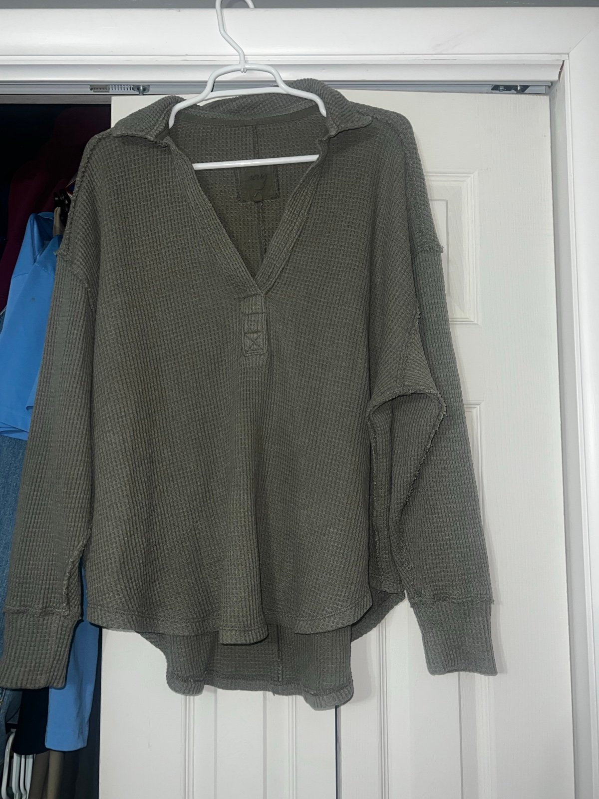 Aerie waffle polo sweatshirt