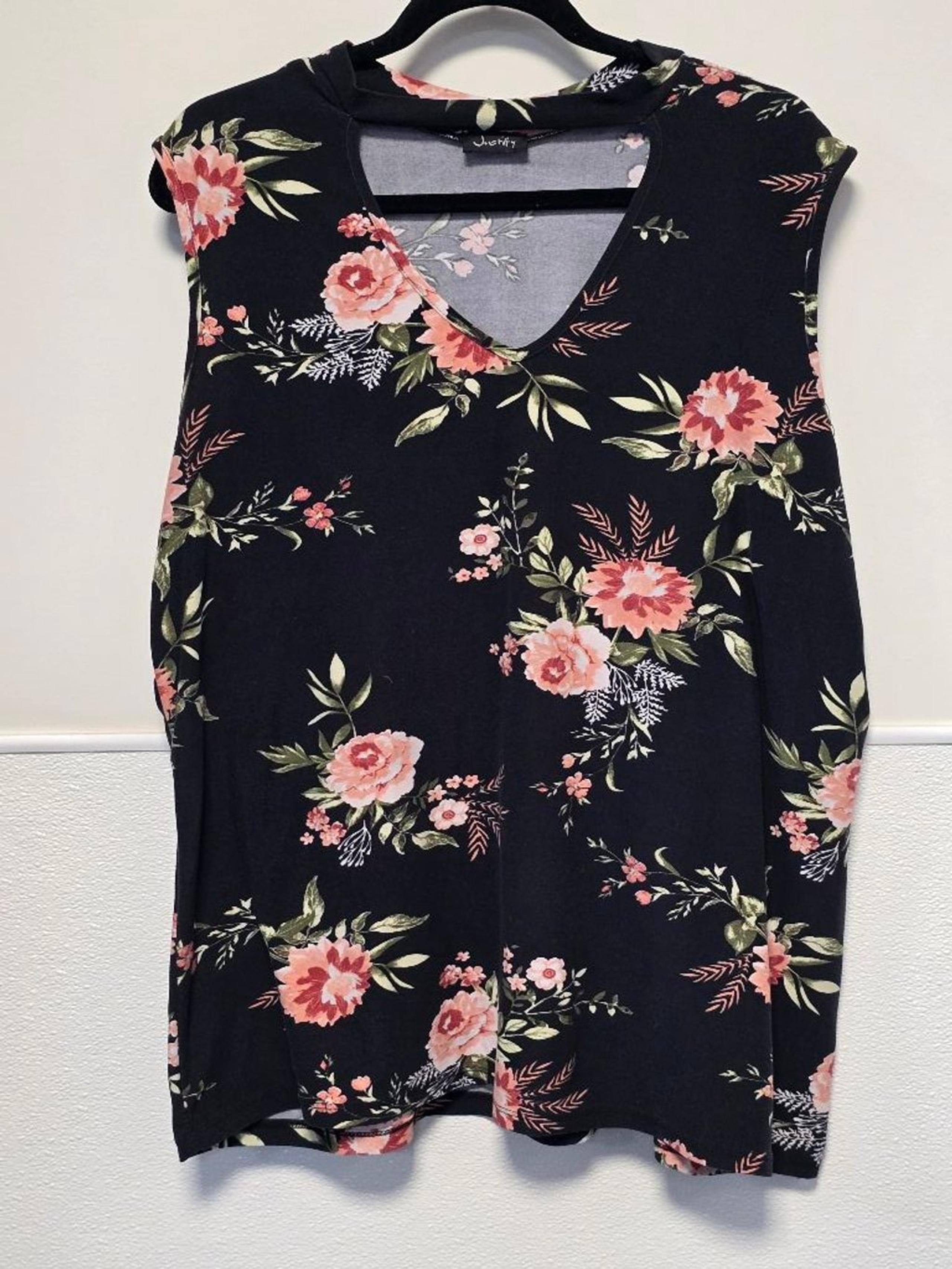 Women's Justify Floral Top XL Black & Pink