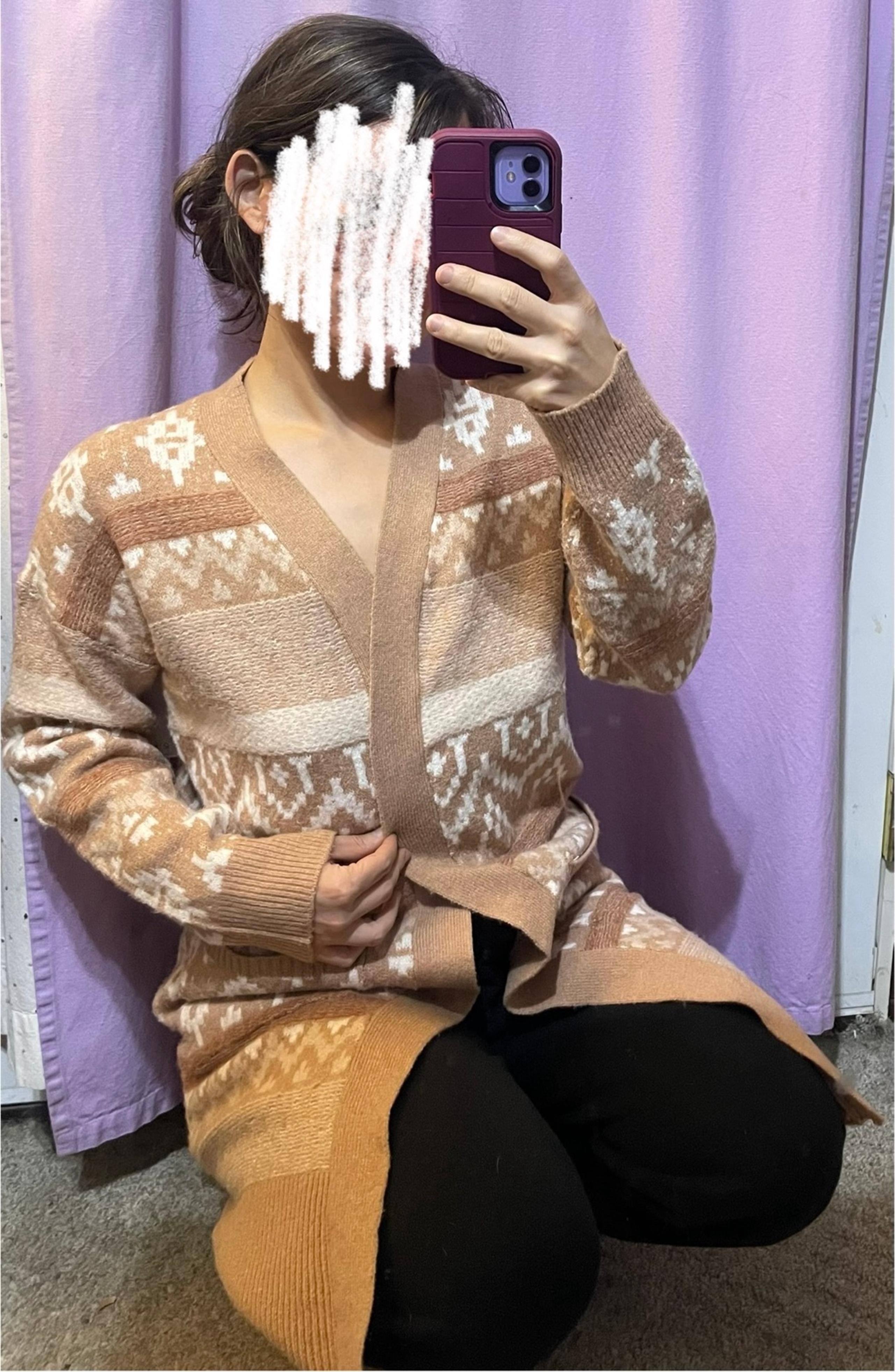 Kohls SO Tan Boho Aztec Cardigan Small