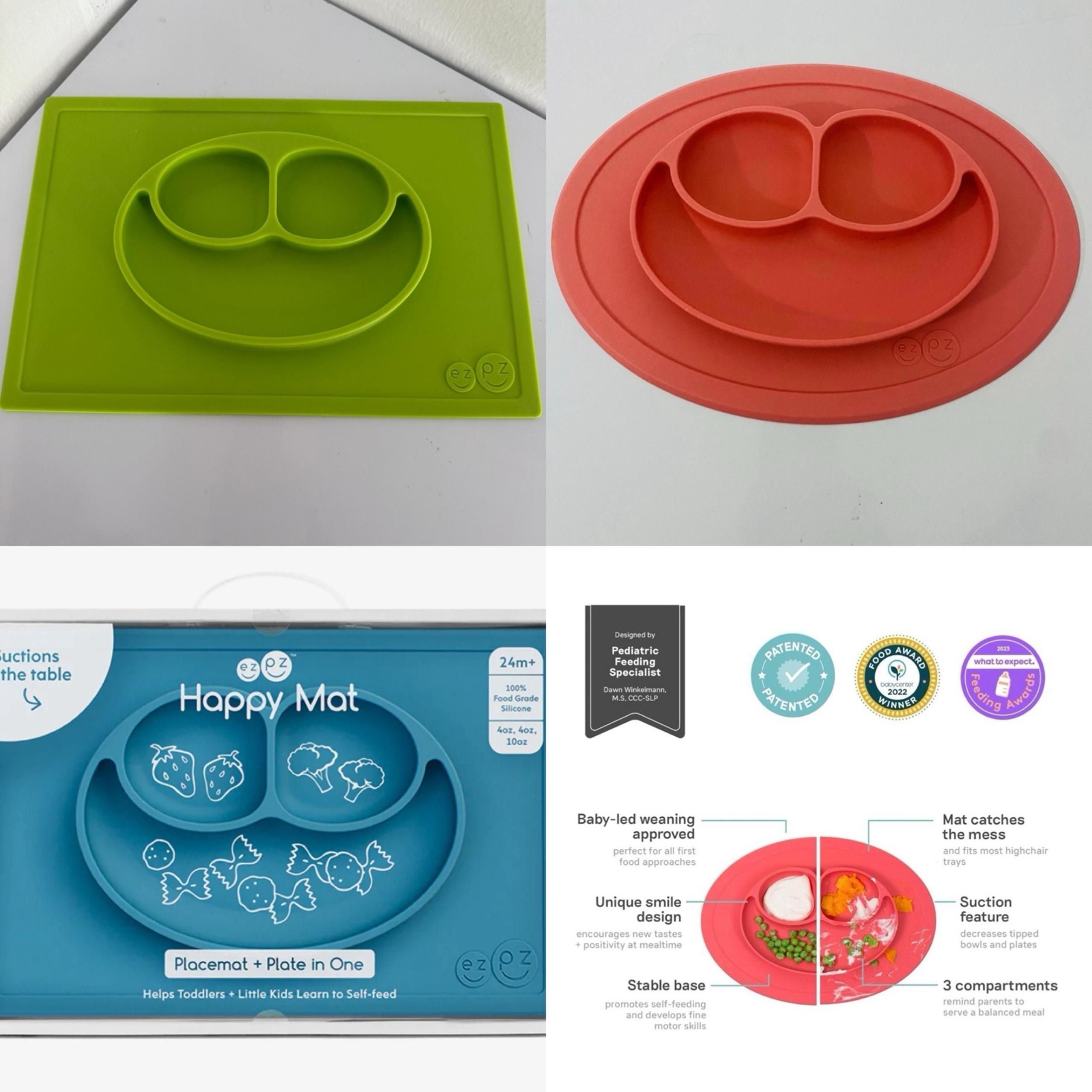 Set of 2 ezpz Mat Silicone Food Plate with Suction for Infants + Toddlers
