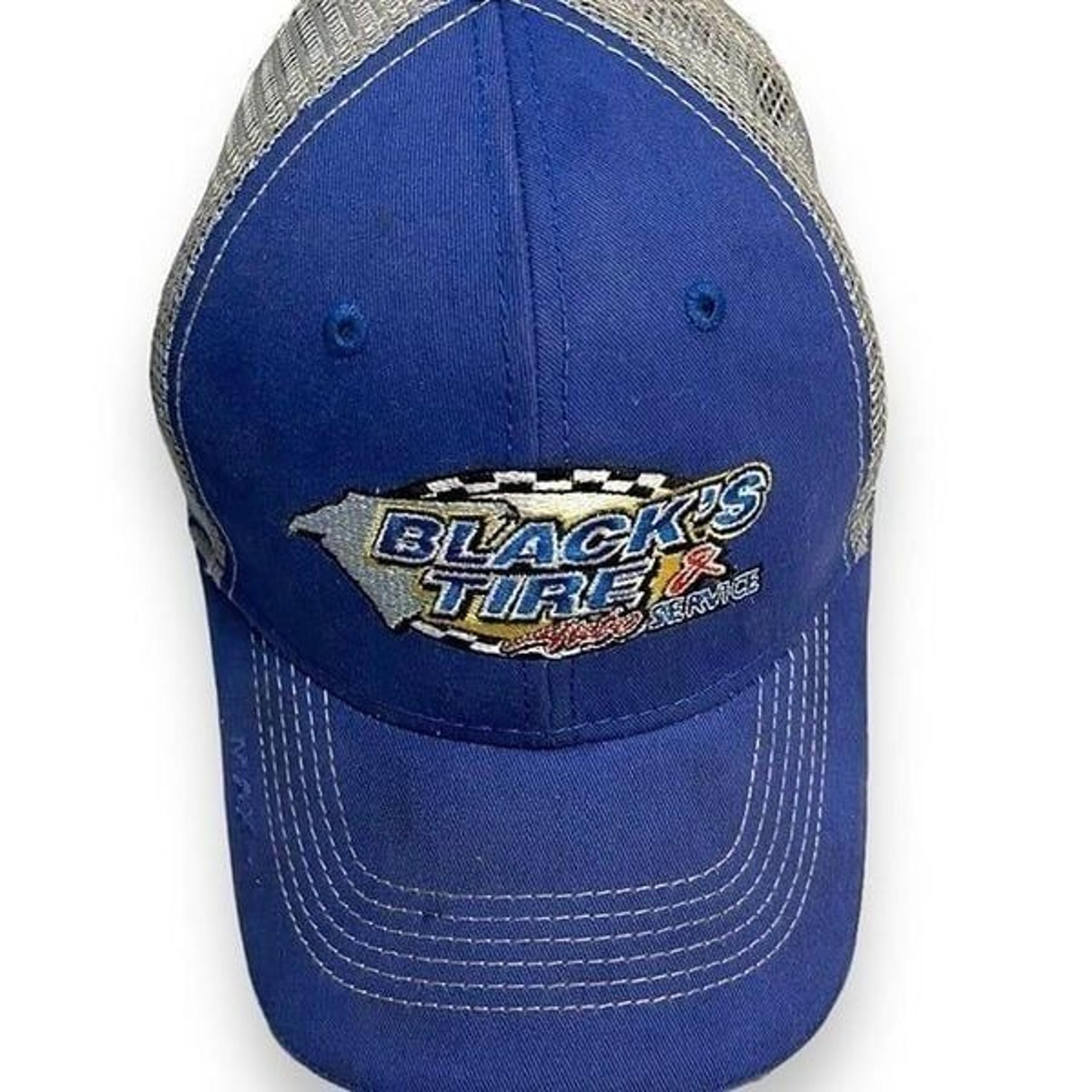 Black's Tire Triple Crown MAX Hat Baseball Cap Men's Blue Adjustable Mesh FLAWS
