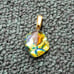 Gold and turquoise fused glass pendant with Gold plated bale