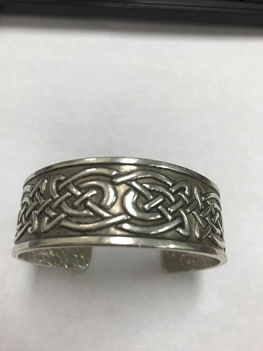 Vintage Statement Heavy Bold sterling silver CHUNKY Wide Celtic knot bangle cuff