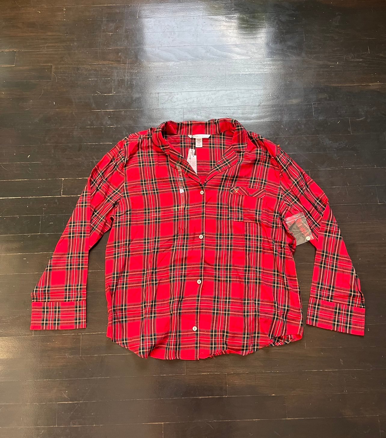 Victorias Secret Flannel Red Pajama Lounge Shirt