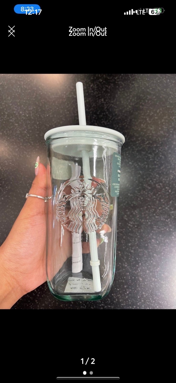 Starbucks 2023 Recycle Core Mint Glass Triangle Cold Cup Tumbler NEW
