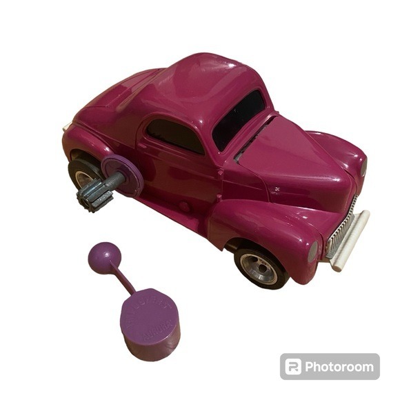 Vintage 1972 Aurora Wind Up Hot Rod W/ Key Pink Dragster Willys Coupe Car
