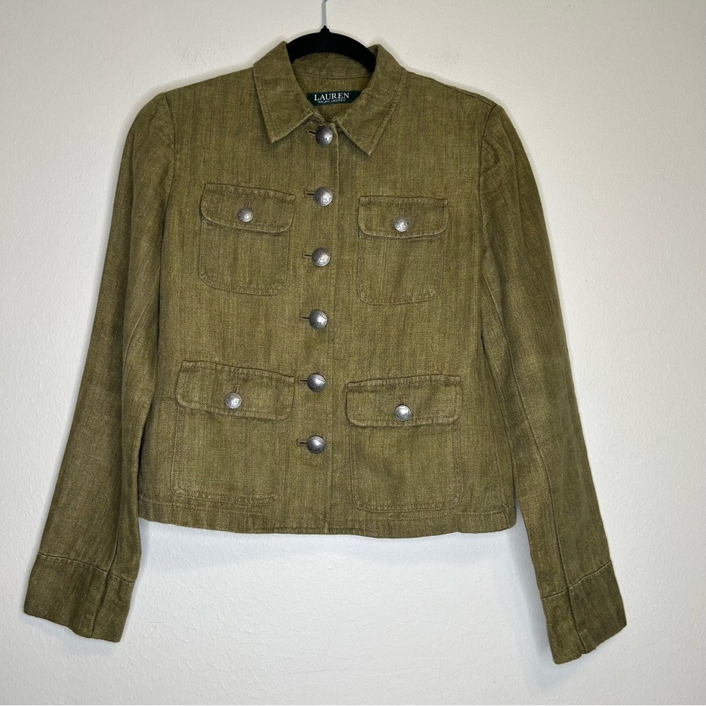 Lauren Ralph Lauren Women's Button Up 100% Linen Utility Field Jackets Size 6P