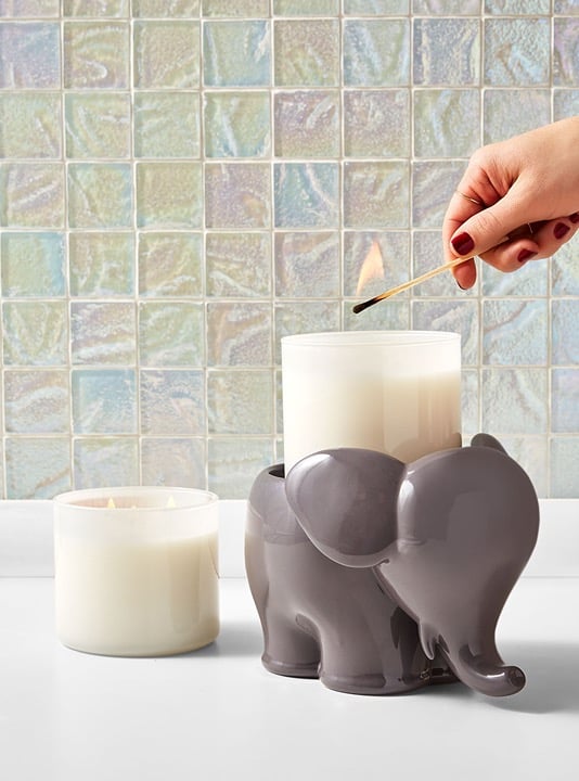 Bath & Body Works Grey Elephant Pedestal 3-Wick Candle Holder