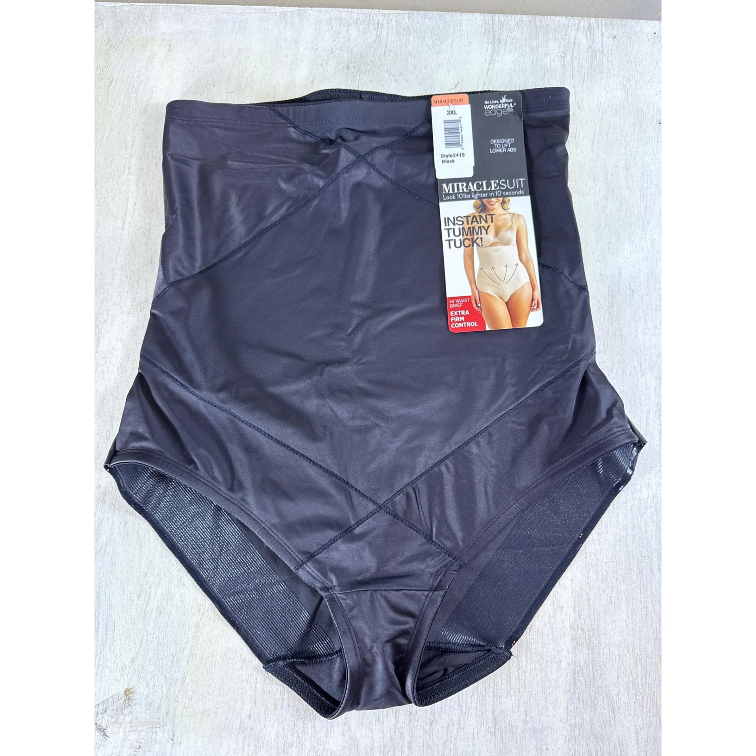 MiracleSuit Black Hi-Waist Brief Instant Tummy Tuck Extra Firm Control 3XL New!