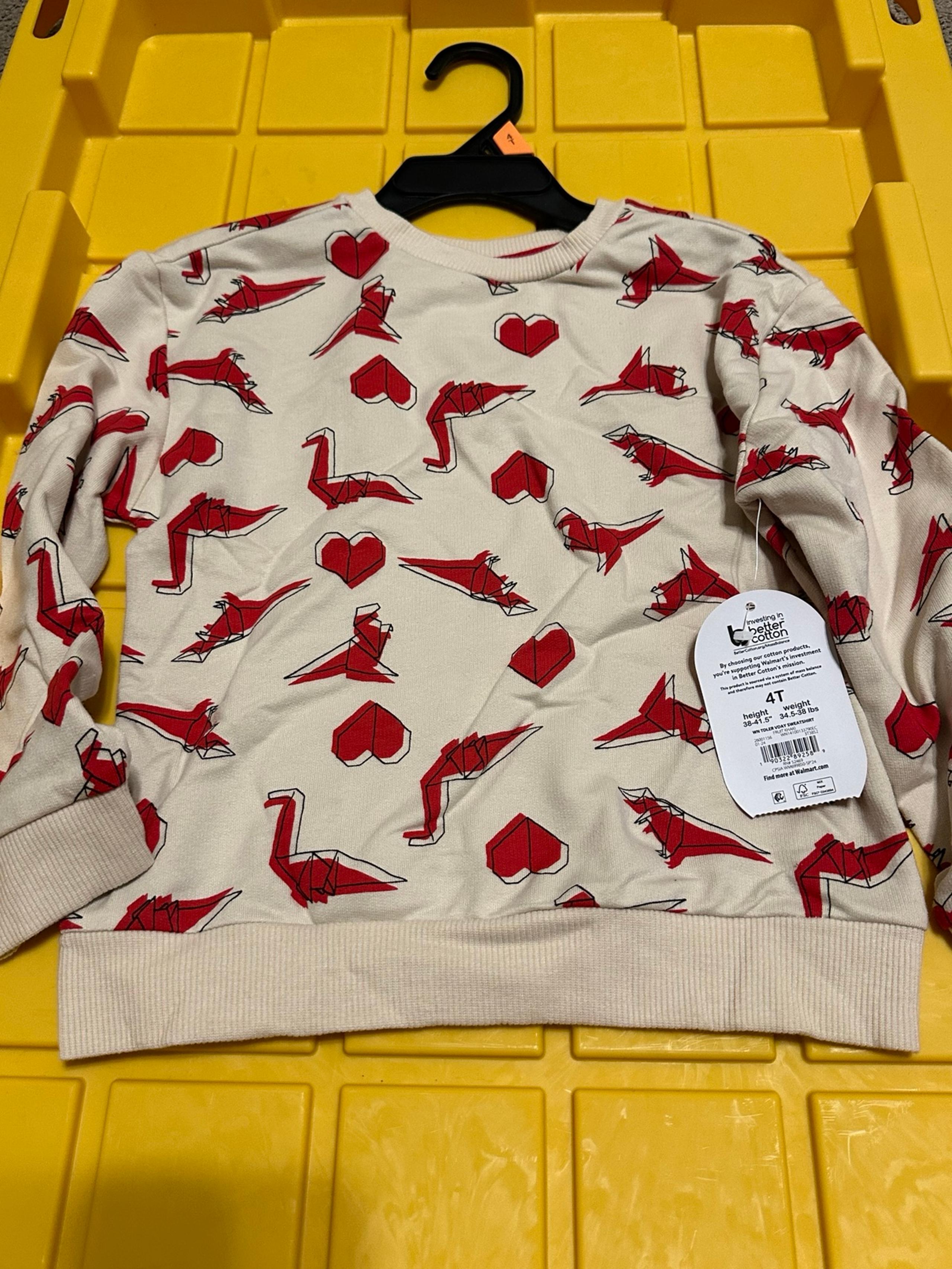 New Boys Size 4T Dino Valentine Sweatshirt