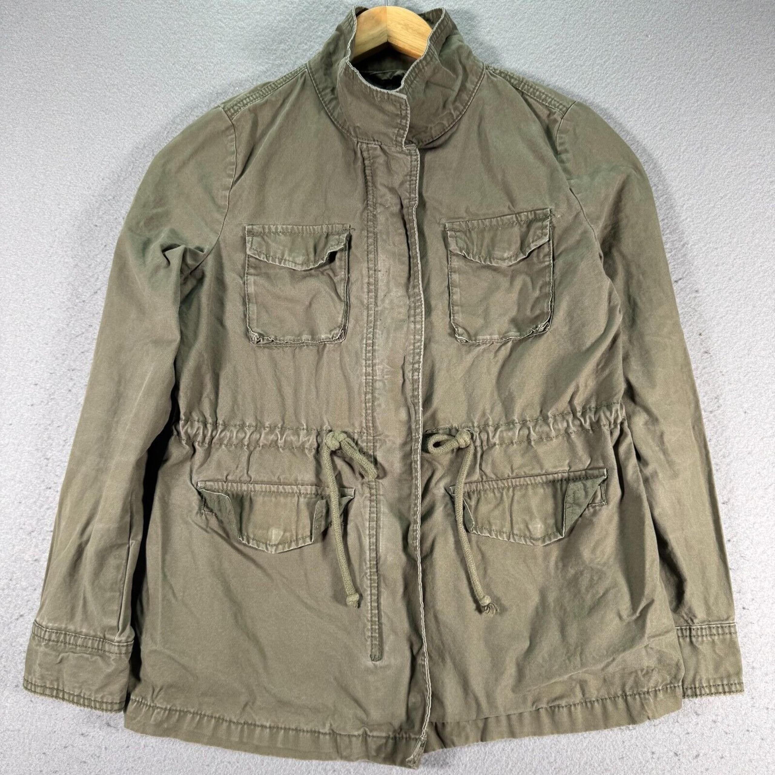 Old Navy Field Military Jacket Womens Small Green Full Zip Army Utility Outdoors